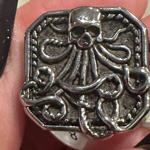 Silver Skull Octopus Ring